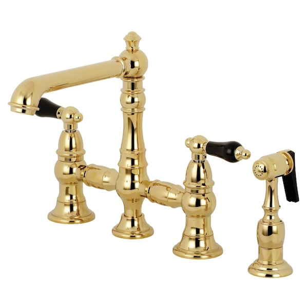 KS7272PKLBS Duchess Bridge Kitchen Faucet W/Brass Sprayer, Brass